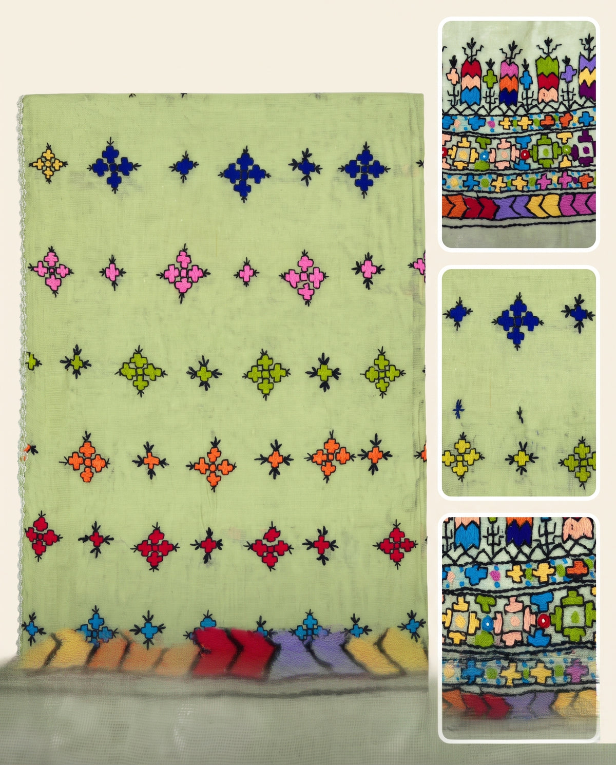 Pista Green Cotton Net Balochi Suit