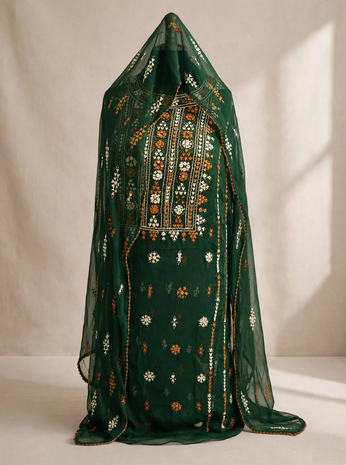 Bottle Green Hand Made Embroidered Suit