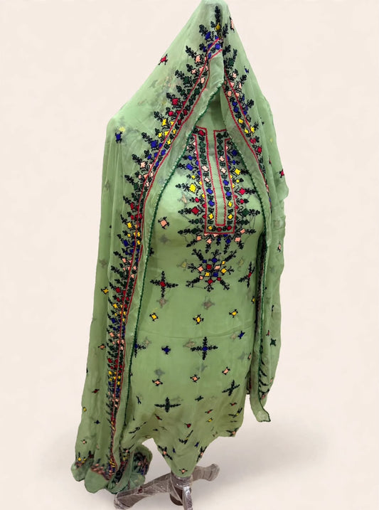 Light Green Chiffon Balochi Suit